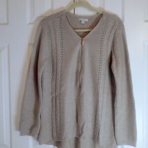 New York & Company Beige V-Neck Sweater